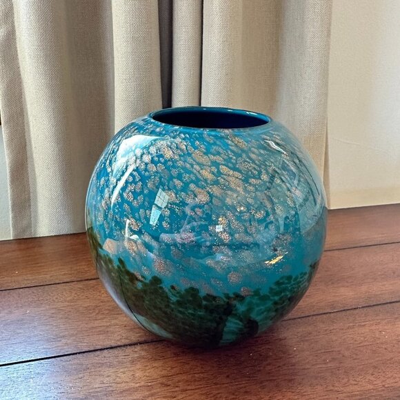 Blue Marble Round Fishbowl Vase - Picture 7 of 9